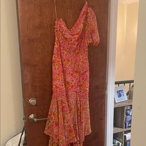 Astr Vibrant Floral One-Shoulder Dress